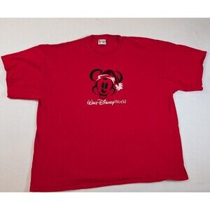 Mickey Mouse Shirt Men XXL Red Walt Disney World Christmas Y2K Holiday T-Shirt